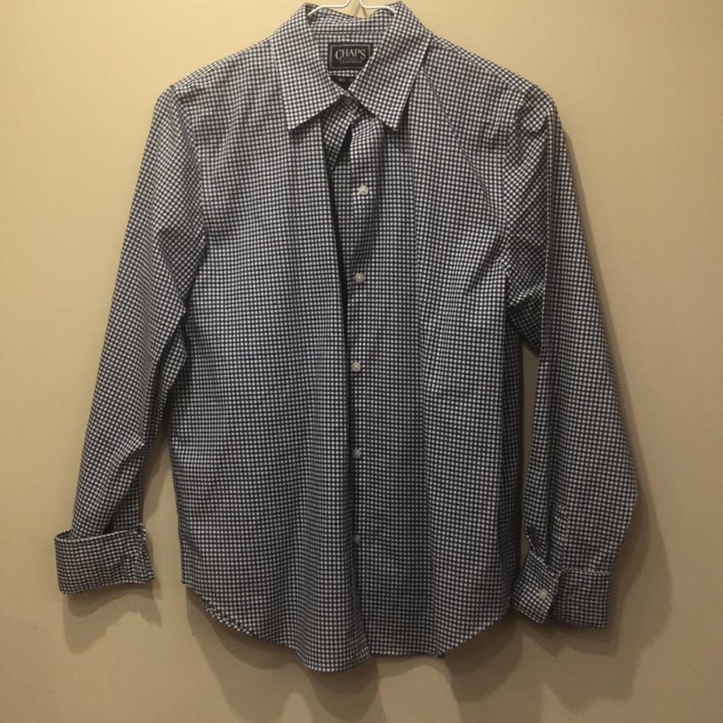 Navy Checked Button Down- Chaps